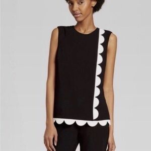 Victoria Beckham x Target Black and White Scallop Trim Sleeveless Top XS